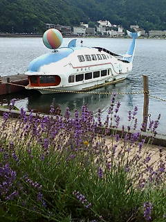 河口湖畔の船